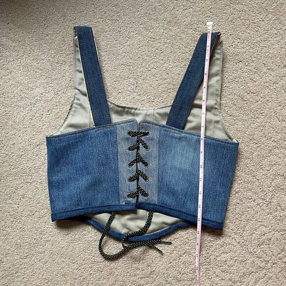 Handmade corset jeans upcycling top artisanal y2k - Picture 4 of 4